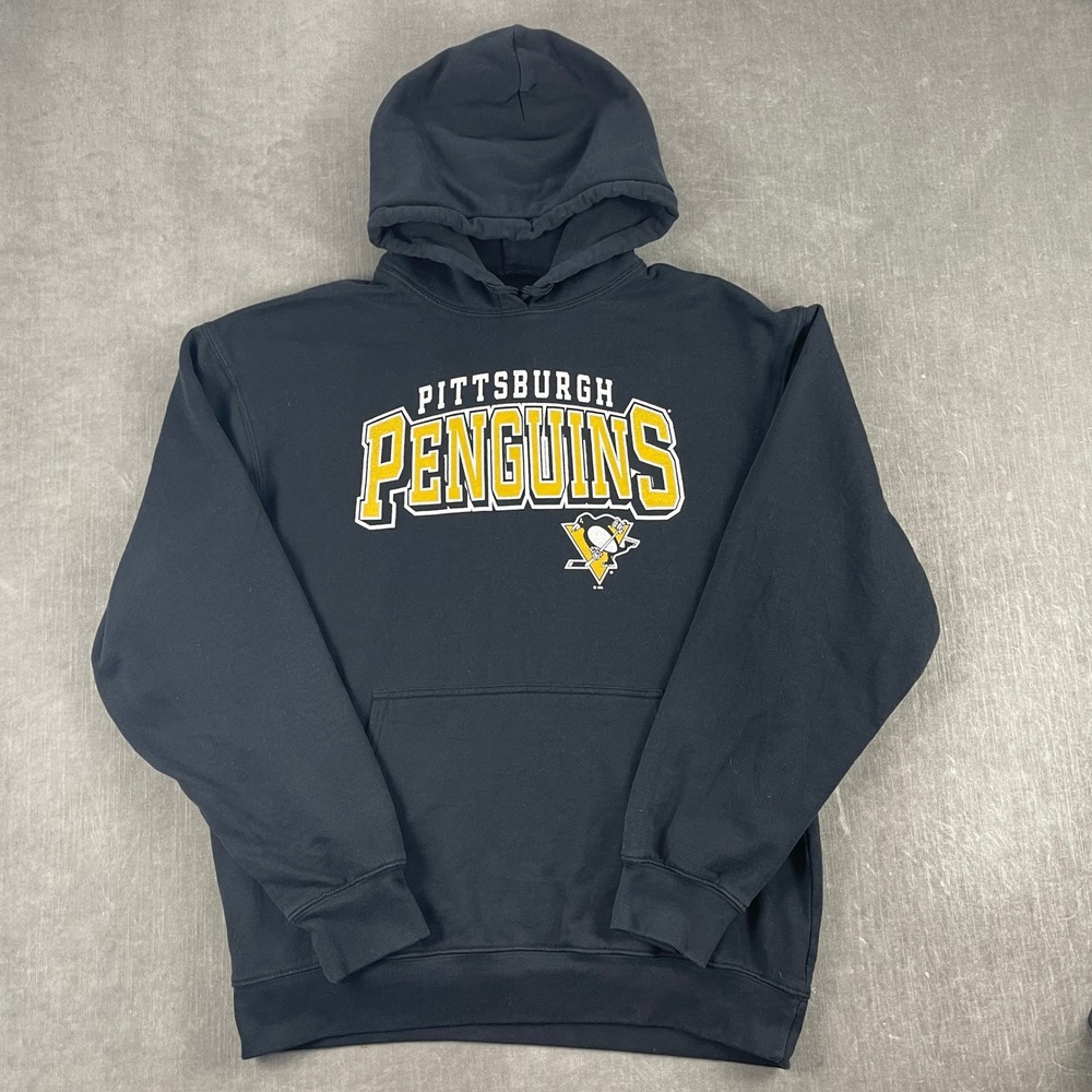 Pittsburgh Penguins Starter Mens L Black Hoodie NHL Graphic Pullover Fleece